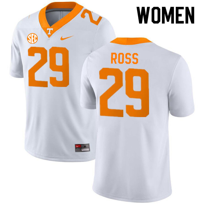 Women #29 Jordan Ross Tennessee Volunteers College Football Jerseys Stitched-White